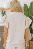 Textured Ruffled Sleeve Wide Leg Pants Set