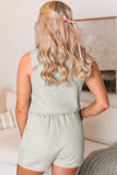 Waffle Knit Sleeveless Drawstring Waist Romper