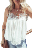 Lace Spaghetti Straps Ruffle Flared Tank Top