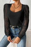 Frenchy Contrast Lace Bishop Sleeve Bodysuit