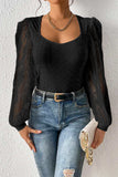 Frenchy Contrast Lace Bishop Sleeve Bodysuit