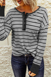 Striped Color Block Buttoned Waffle Knit Shirt