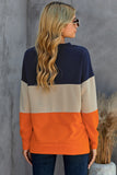 Colorblock Contrast Stitching Sweatshirt with Slits