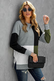 Color Block Round Neck Long Sleeves Pullover Sweatshirt