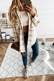 Plaid Pattern Buttoned Shirt Coat with Slits