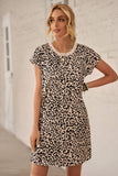 Leopard Pattern T-shirt Dress with Pockets