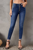 Dark Blue High Waisted Buttons Jeans