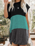 Colorblock Twisted T-Shirt Mini Dress Short Sleeves