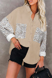 Leopard Patchwork Corduroy Buttoned Shirt Jacket