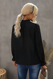 Frilled Mock Neck Balloon Sleeve Blouse