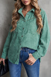 Rivet Corduroy Buttoned Long Sleeve Shirt with Pockets