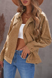 Ribbed Corduroy Long Sleeve Jacket with Pocket