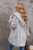 Soft Fleece Hooded Open Front Coat
