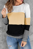 Stylish Colorblock Splicing Stripes Top