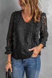 Floral Lace Mesh Crochet Long Sleeve Top