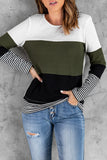 Stylish Colorblock Splicing Stripes Top