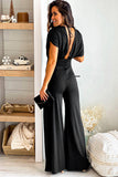 Black V-Neck Dolman Sleeves Jumpsuit