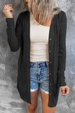 Solid Color Open-Front Buttons Cardigan
