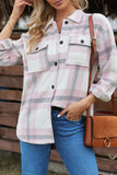 Plaid Print Pocket Women Shacket