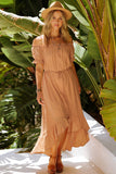 Apricot Glaze High Low Off The Shoulder Maxi Dress