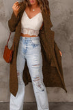 Shawl Collar Belted Knitted Long Sweater