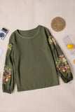 Floral Embroidery Long Sleeve Top