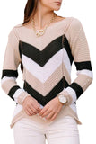 Chevron Colorblock Knit Sweater