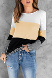 Stylish Colorblock Splicing Stripes Top