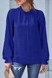 Frilled Mock Neck Balloon Sleeve Blouse