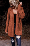 Open Front Woven Texture Knitted Cardigan with Pockets