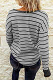 Striped Color Block Buttoned Waffle Knit Shirt