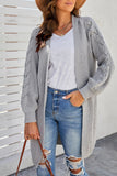 Open Front Cable Sleeve Long Cardigan