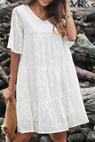 V Neck Tiered Babydoll Lace Dress