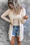 Solid Color Open-Front Buttons Cardigan