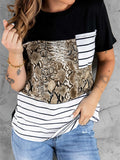Leopard Striped Pocket T-shirt