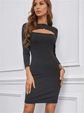 Cut-out Long Sleeve Bodycon Mini Dress