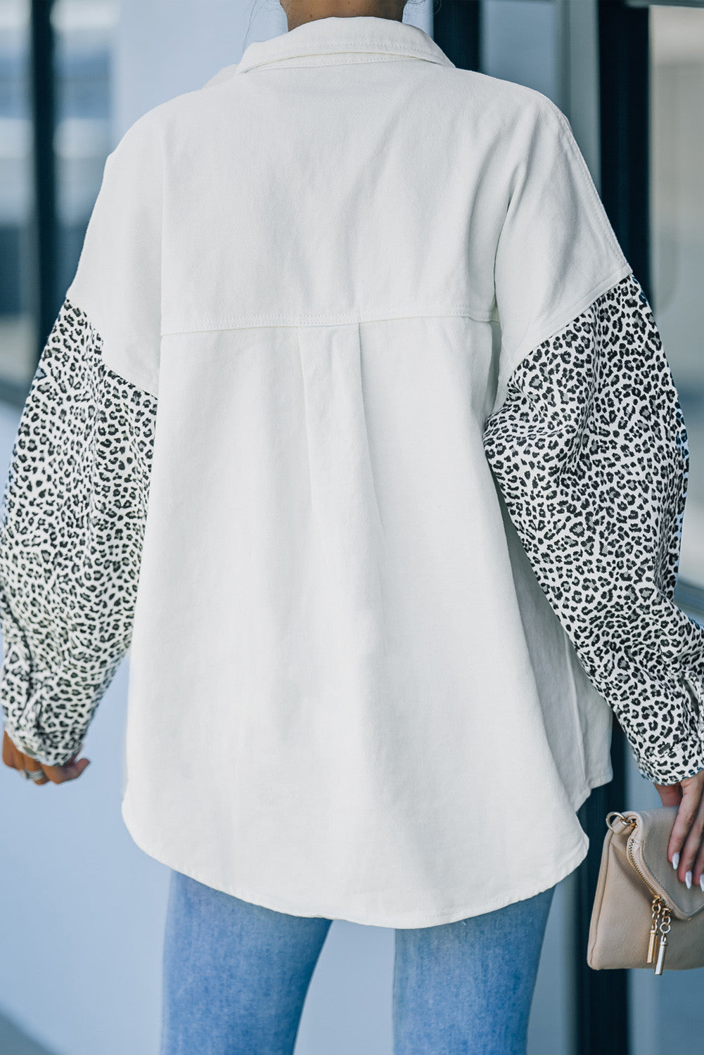 Contrast Leopard Denim Jacket