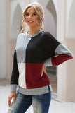 Color Block Round Neck Long Sleeves Pullover Sweatshirt