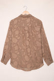 Brown Collared Neck Floral Textured Shirt