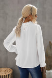 Frilled Mock Neck Balloon Sleeve Blouse