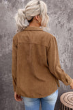 Rivet Corduroy Buttoned Long Sleeve Shirt with Pockets