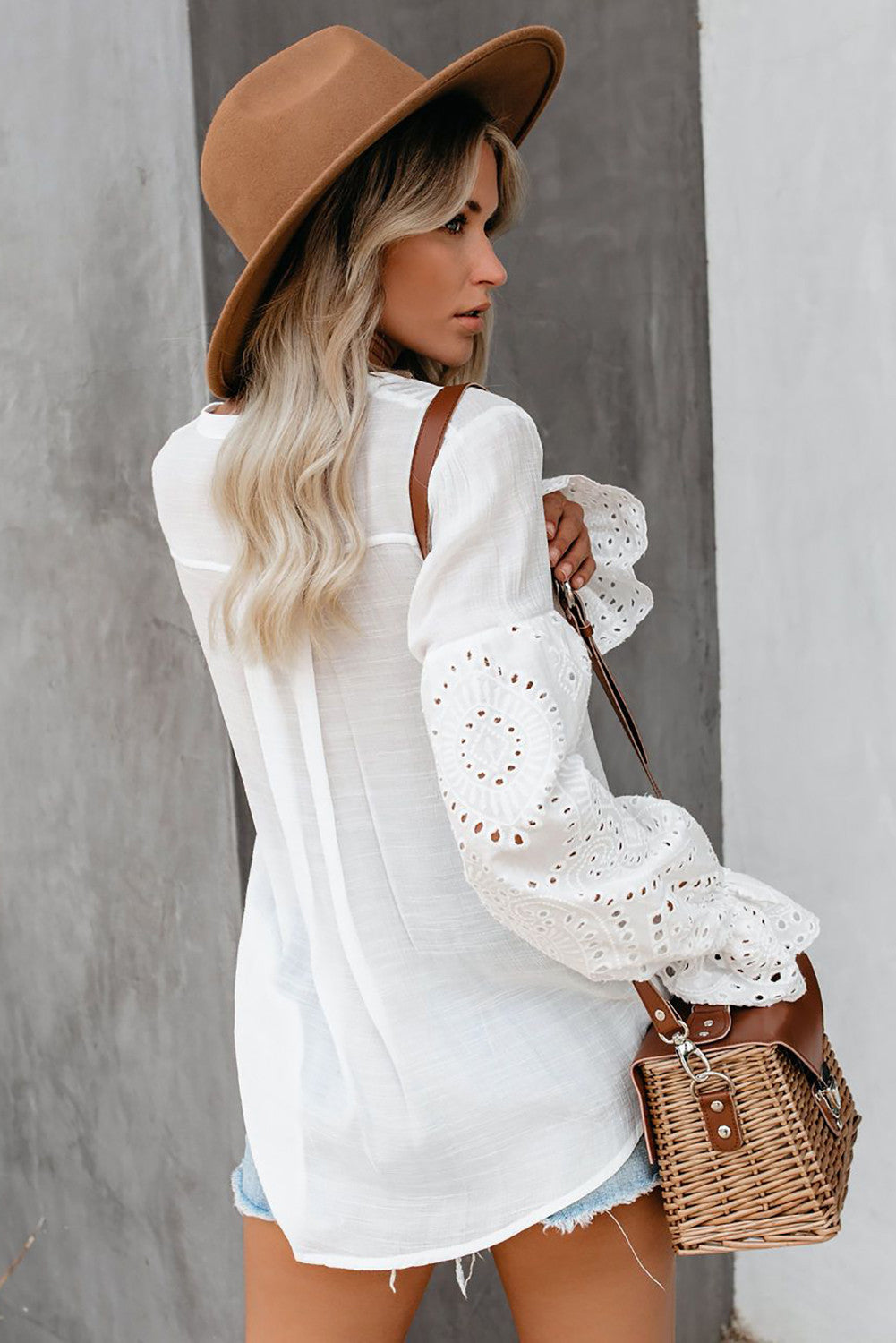 Rekindle Eyelet Button Up Top