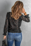 Floral Lace Mesh Crochet Long Sleeve Top