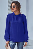 Frilled Mock Neck Balloon Sleeve Blouse