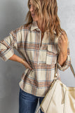 Chest Pocket Plaid Half Zip Sweatshirt