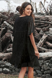 V Neck Tiered Babydoll Lace Dress