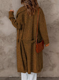 Shawl Collar Belted Knitted Long Sweater