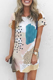 Leopard Splicing Color Block Mini Dress
