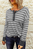 Striped Color Block Buttoned Waffle Knit Shirt