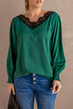 V Neck Lace Patchwork Blouse